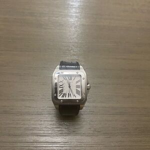 Black and Silver Square Face Watch with Roman Numerals